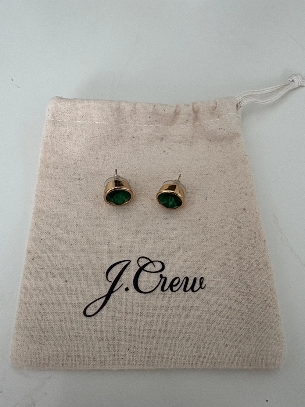 NWOT J. Crew Dark Green Stud Earrings